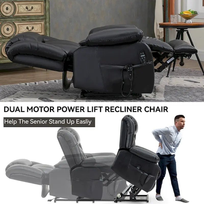 Fauteuil inclinable électrique en cuir véritable marron de taille moyenne avec double moteur, position infinie et capacité de 158 kg