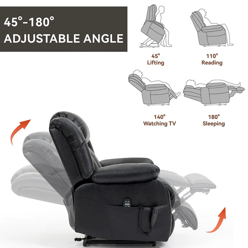 Fauteuil inclinable électrique en cuir véritable marron de taille moyenne avec double moteur, position infinie et capacité de 158 kg