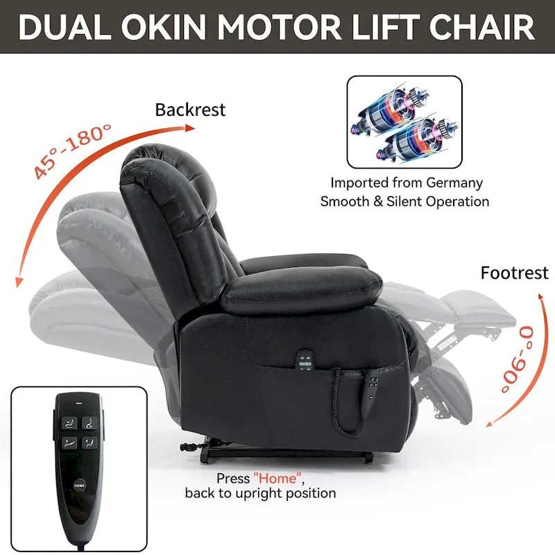 Fauteuil inclinable électrique en cuir véritable marron de taille moyenne avec double moteur, position infinie et capacité de 158 kg