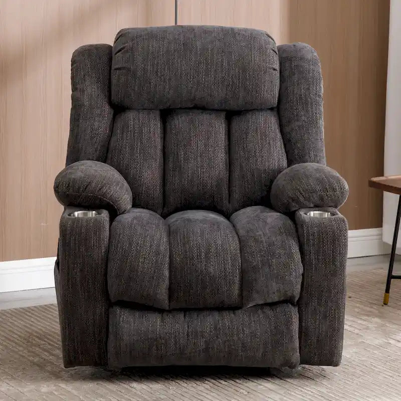 Fauteuil inclinable releveur électrique en chenille avec massage vibrant à 8 points et chauffage lombaire, ports USB et Type-C