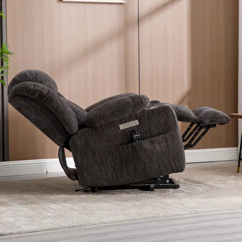 Fauteuil inclinable releveur électrique en chenille avec massage vibrant à 8 points et chauffage lombaire, ports USB et Type-C