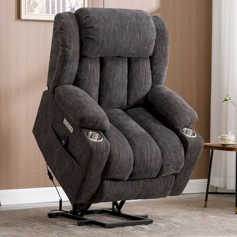 Fauteuil inclinable releveur électrique en chenille avec massage vibrant à 8 points et chauffage lombaire, ports USB et Type-C