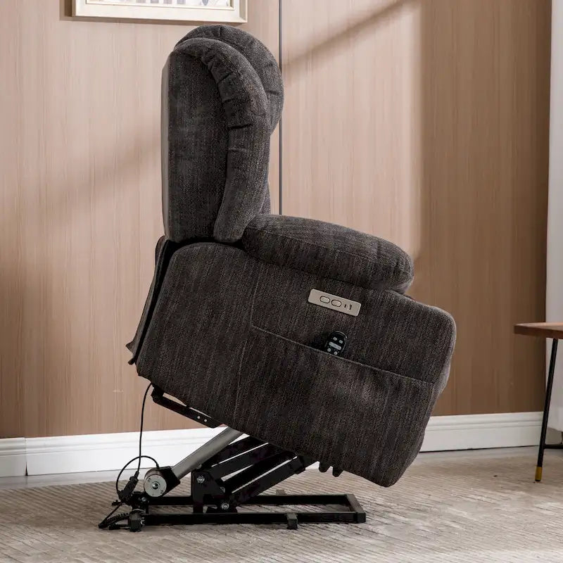 Fauteuil inclinable releveur électrique en chenille avec massage vibrant à 8 points et chauffage lombaire, ports USB et Type-C
