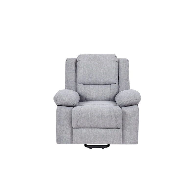 Fauteuil inclinable releveur électrique en velours gris clair avec points de massage, chauffage lombaire et poche de rangement