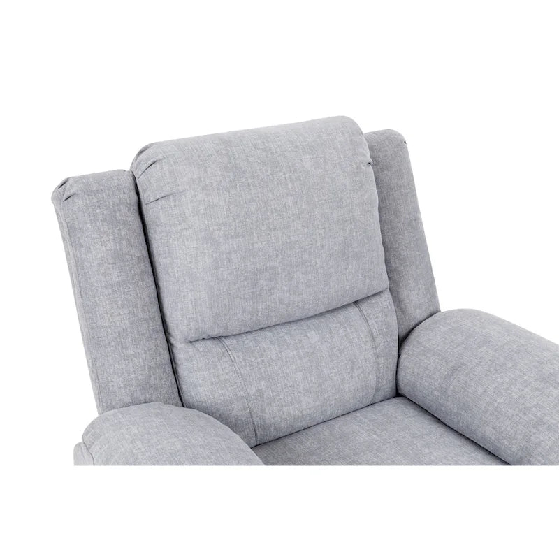 Fauteuil inclinable releveur électrique en velours gris clair avec points de massage, chauffage lombaire et poche de rangement