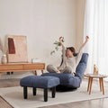 Ensemble fauteuil inclinable pivotant sans accoudoirs bleu marine avec pouf, têtière et dossier réglables