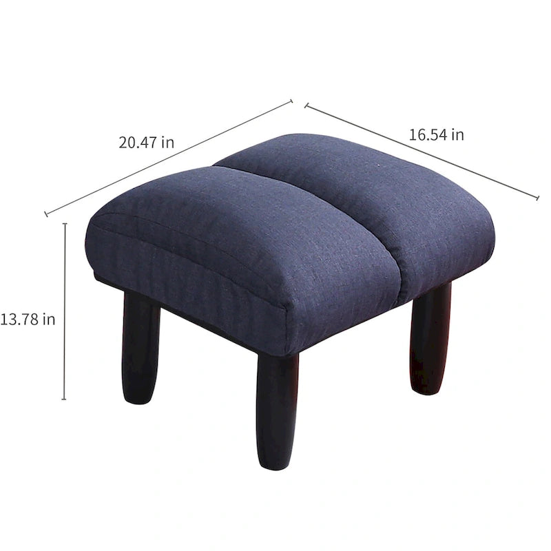 Ensemble fauteuil inclinable pivotant sans accoudoirs bleu marine avec pouf, têtière et dossier réglables