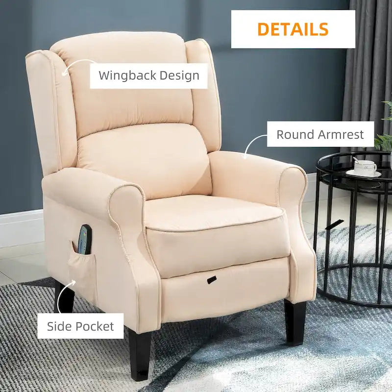 Fauteuil inclinable de massage chauffant avec chauffage lombaire et télécommande