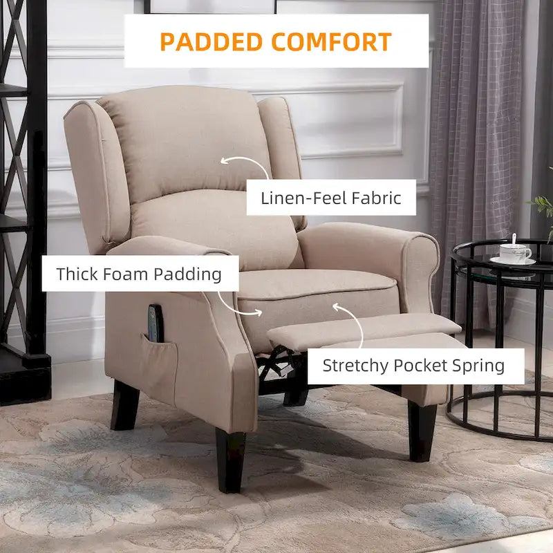 Fauteuil inclinable de massage chauffant avec chauffage lombaire et télécommande