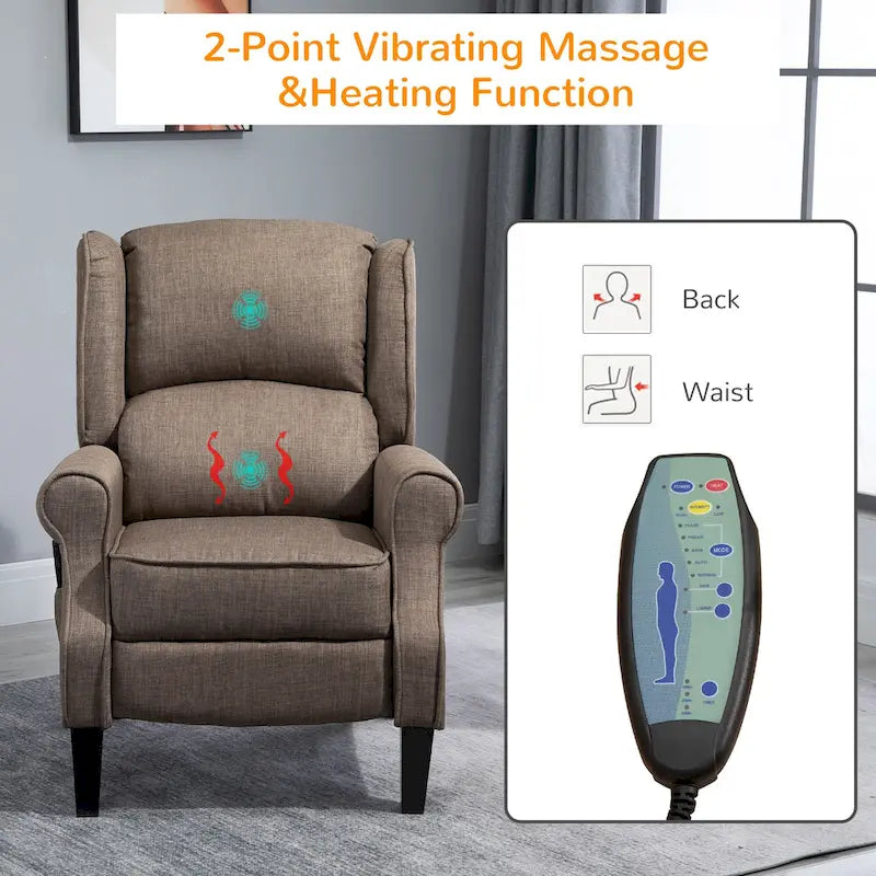 Fauteuil inclinable de massage chauffant avec chauffage lombaire et télécommande
