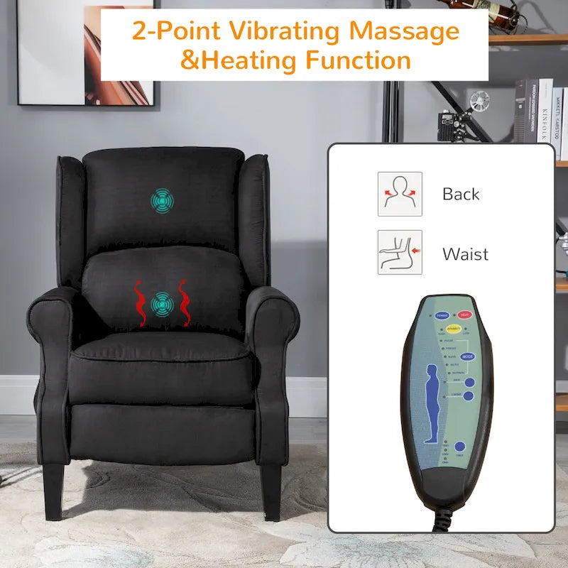 Fauteuil inclinable de massage chauffant avec chauffage lombaire et télécommande