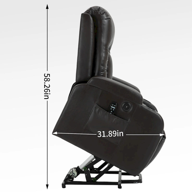 Fauteuil releveur électrique à position infinie pour personnes âgées, avec massage vibrant 8 points et chauffage lombaire, port de chargement USB