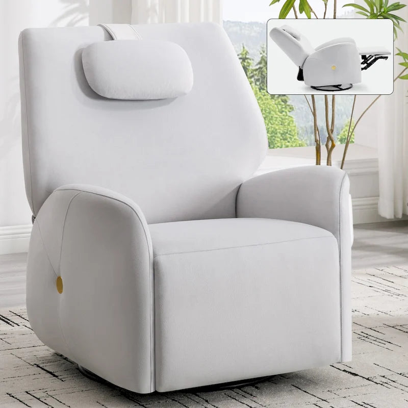 Fauteuil inclinable électrique pivotant et à bascule avec coussin de soutien lombaire et cervical, pivotement maximal de 270 degrés, ports USB et Type-C
