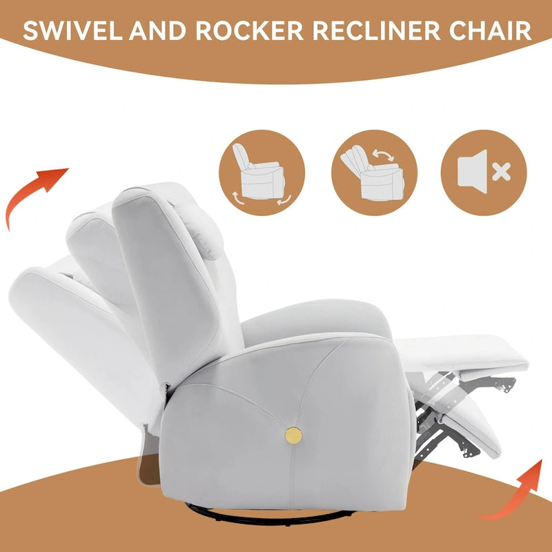 Fauteuil inclinable électrique pivotant et à bascule avec coussin de soutien lombaire et cervical, pivotement maximal de 270 degrés, ports USB et Type-C