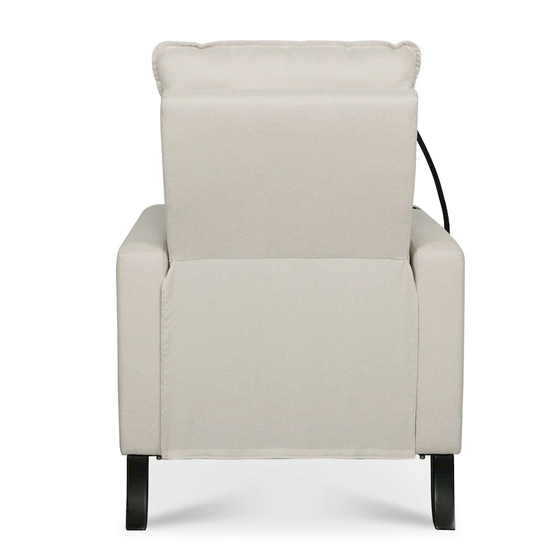Fauteuil inclinable manuel en tissu moderne avec support de téléphone, porte-gobelet, repose-pieds