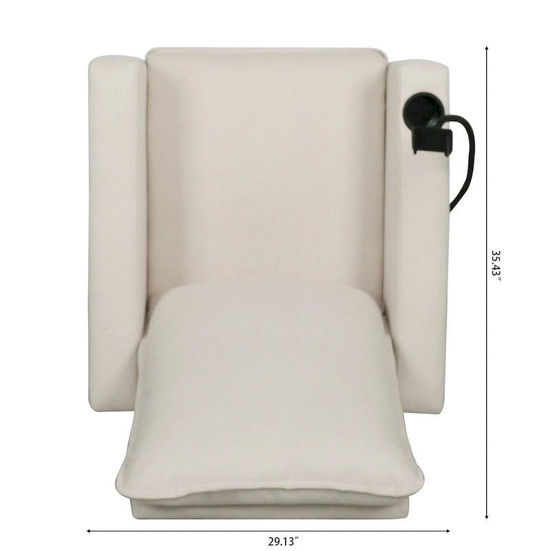 Fauteuil inclinable manuel en tissu moderne avec support de téléphone, porte-gobelet, repose-pieds