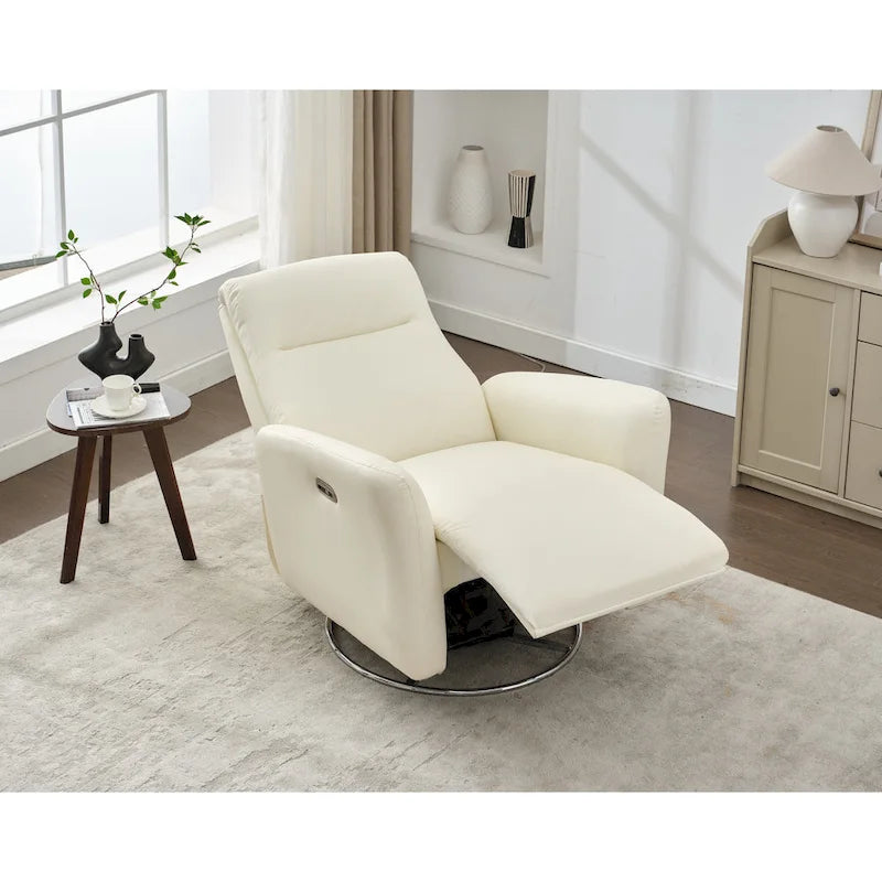 Fauteuil inclinable pivotant et coulissant en similicuir, dossier ergonomique, ports USB