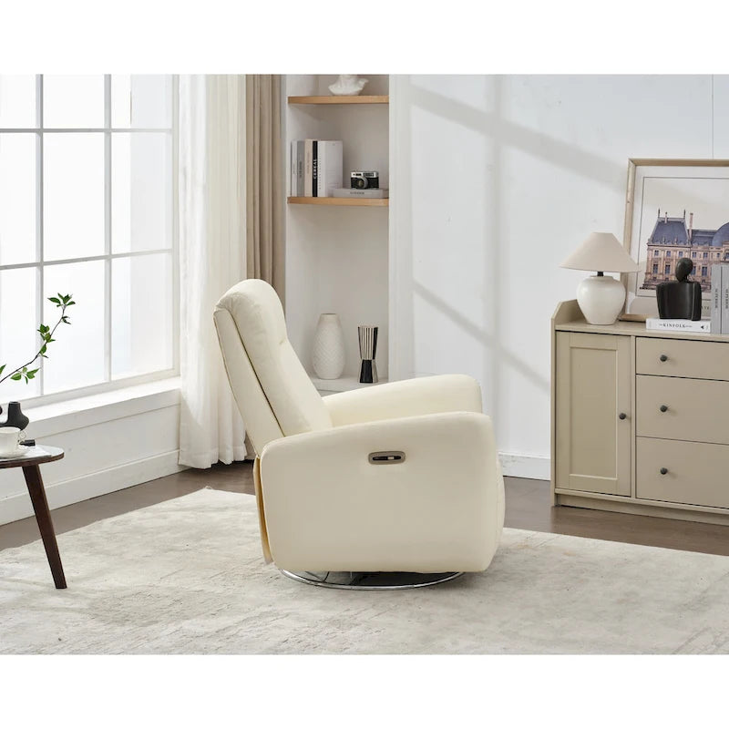 Fauteuil inclinable pivotant et coulissant en similicuir, dossier ergonomique, ports USB