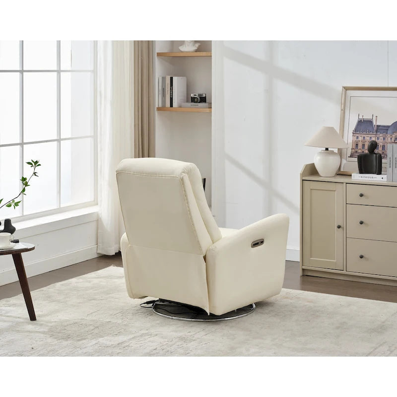 Fauteuil inclinable pivotant et coulissant en similicuir, dossier ergonomique, ports USB