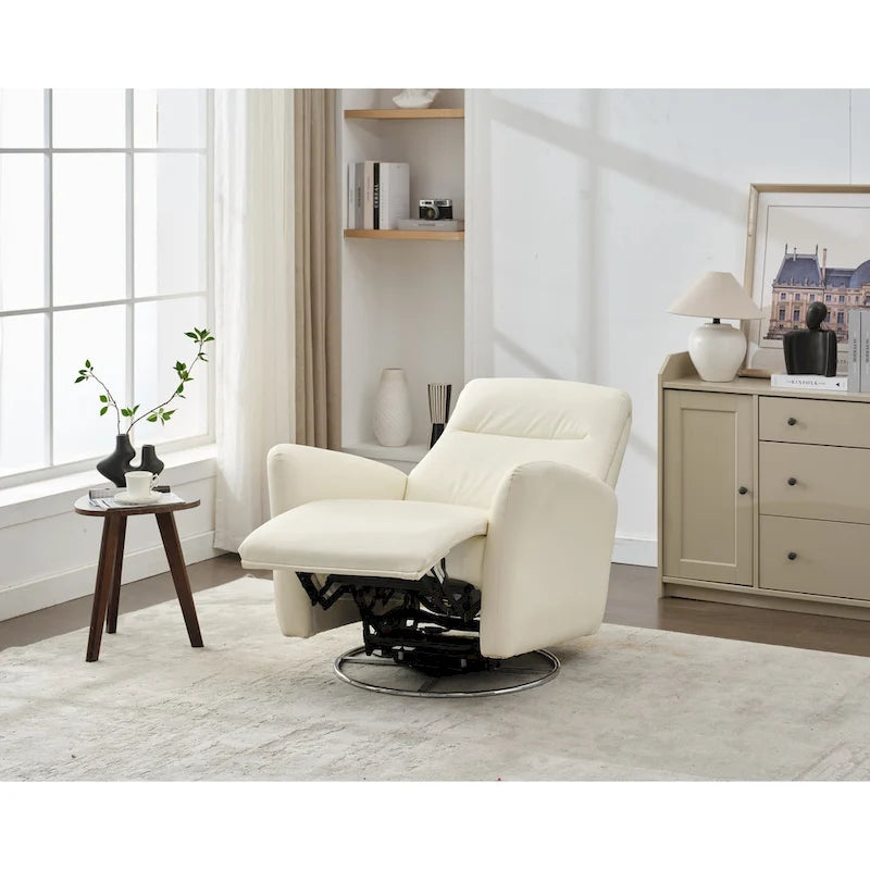 Fauteuil inclinable pivotant et coulissant en similicuir, dossier ergonomique, ports USB