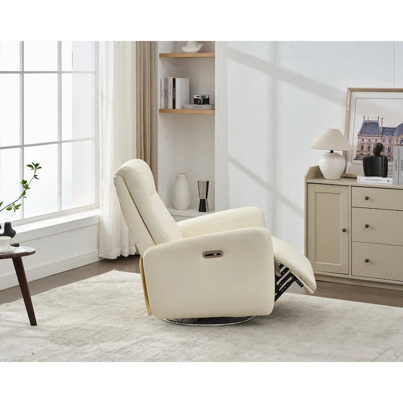 Fauteuil inclinable pivotant et coulissant en similicuir, dossier ergonomique, ports USB