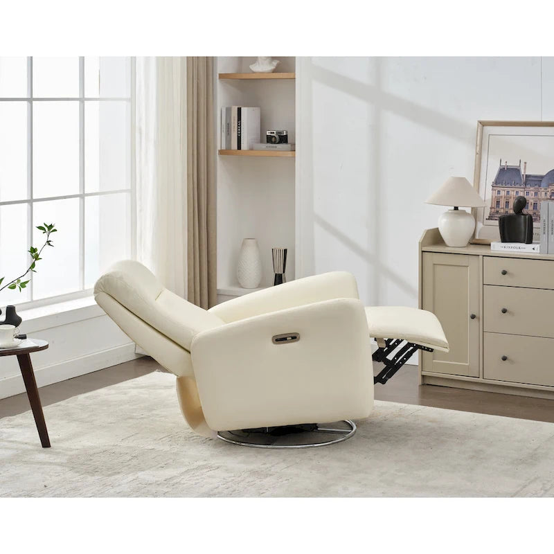 Fauteuil inclinable pivotant et coulissant en similicuir, dossier ergonomique, ports USB