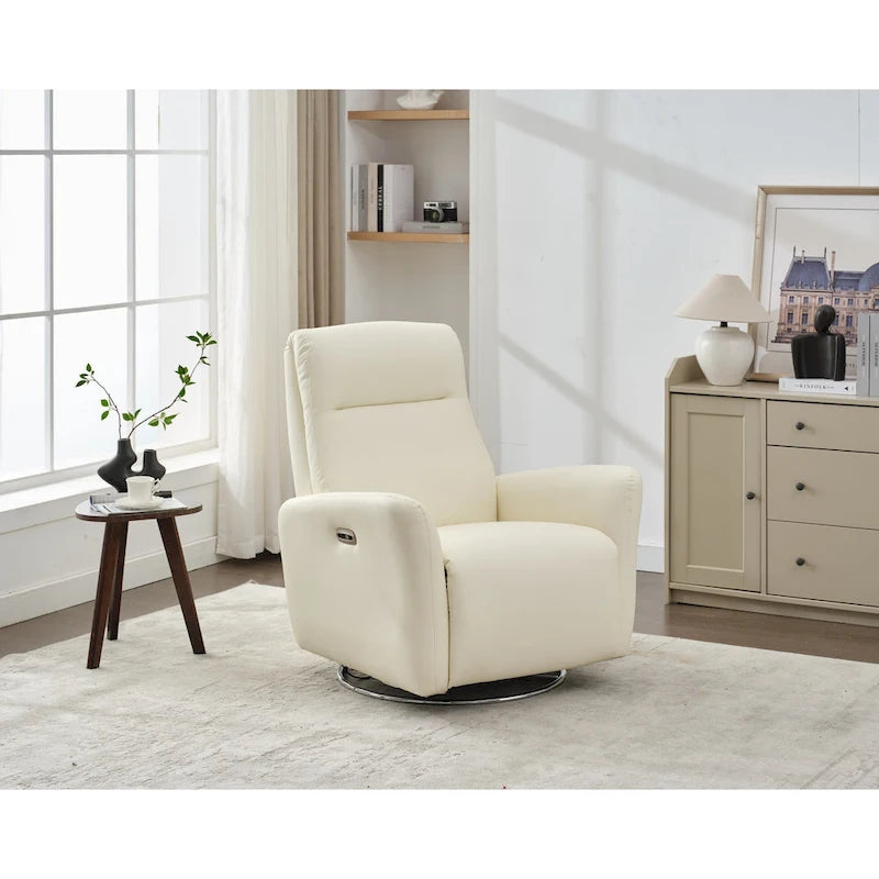 Fauteuil inclinable pivotant et coulissant en similicuir, dossier ergonomique, ports USB