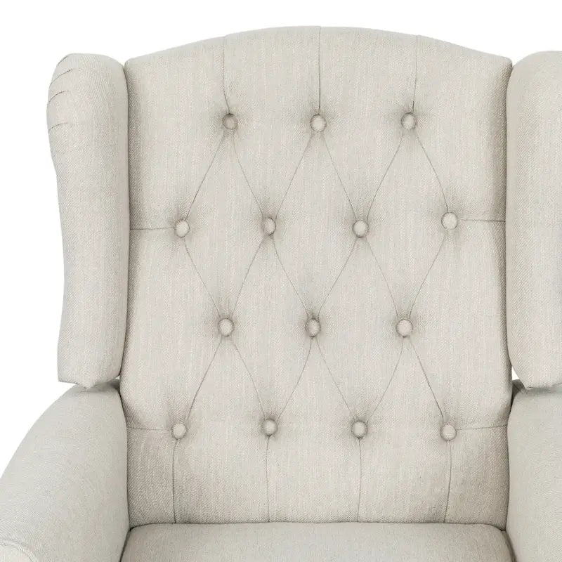 Fauteuil inclinable moderne à oreilles, avec repose-pieds, capitonné et pieds en bouleau