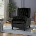 Fauteuil inclinable à dossier haut et repose-pieds, style Mid-Century en velours noir, avec capitonnage