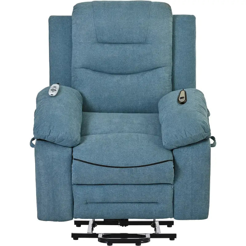 Fauteuil inclinable de massage pour seniors - Inclinaison motorisée, massage réglable, fonctions chauffantes, inclinaison à position infinie et poche latérale.
