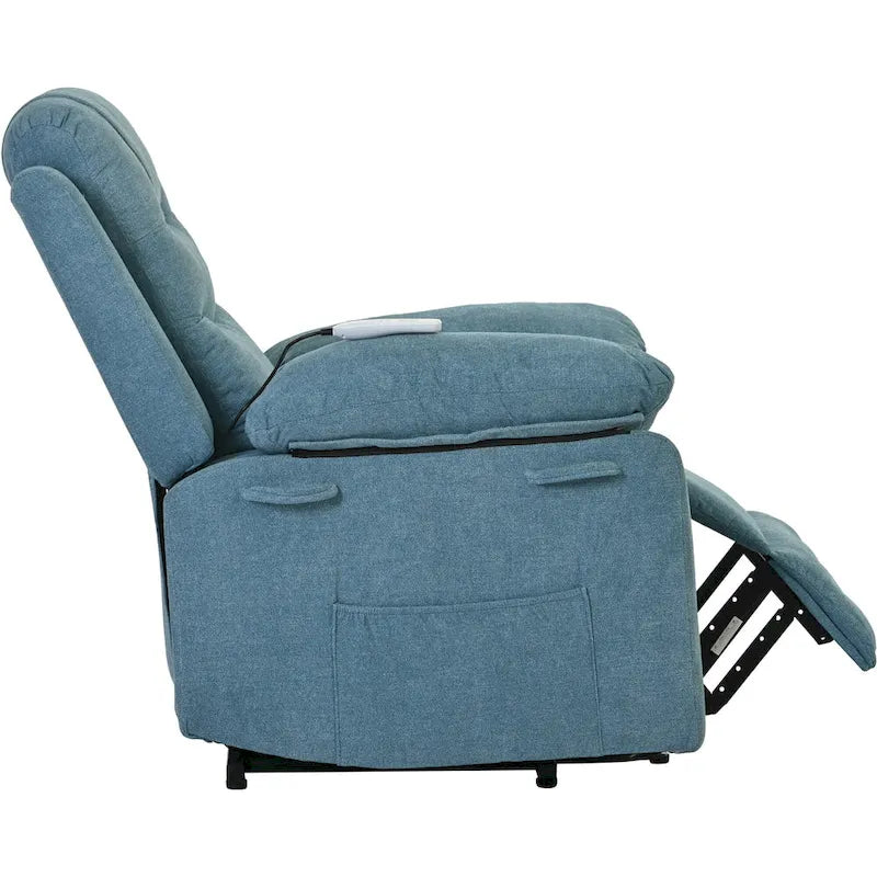 Fauteuil inclinable de massage pour seniors - Inclinaison motorisée, massage réglable, fonctions chauffantes, inclinaison à position infinie et poche latérale.