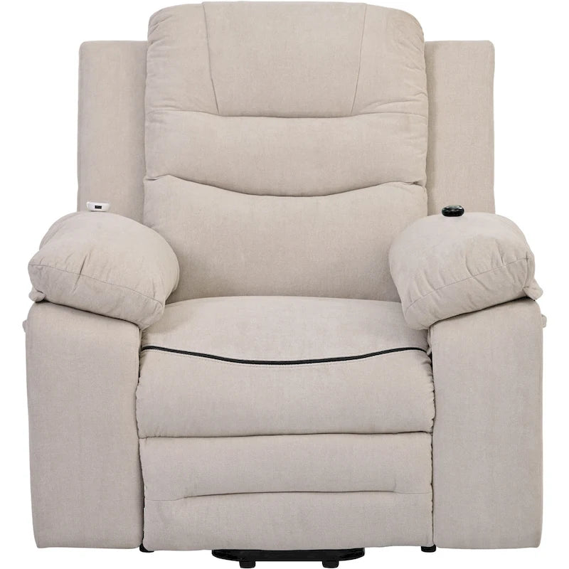 Fauteuil inclinable de massage pour seniors - Inclinaison motorisée, massage réglable, fonctions chauffantes, inclinaison à position infinie et poche latérale.