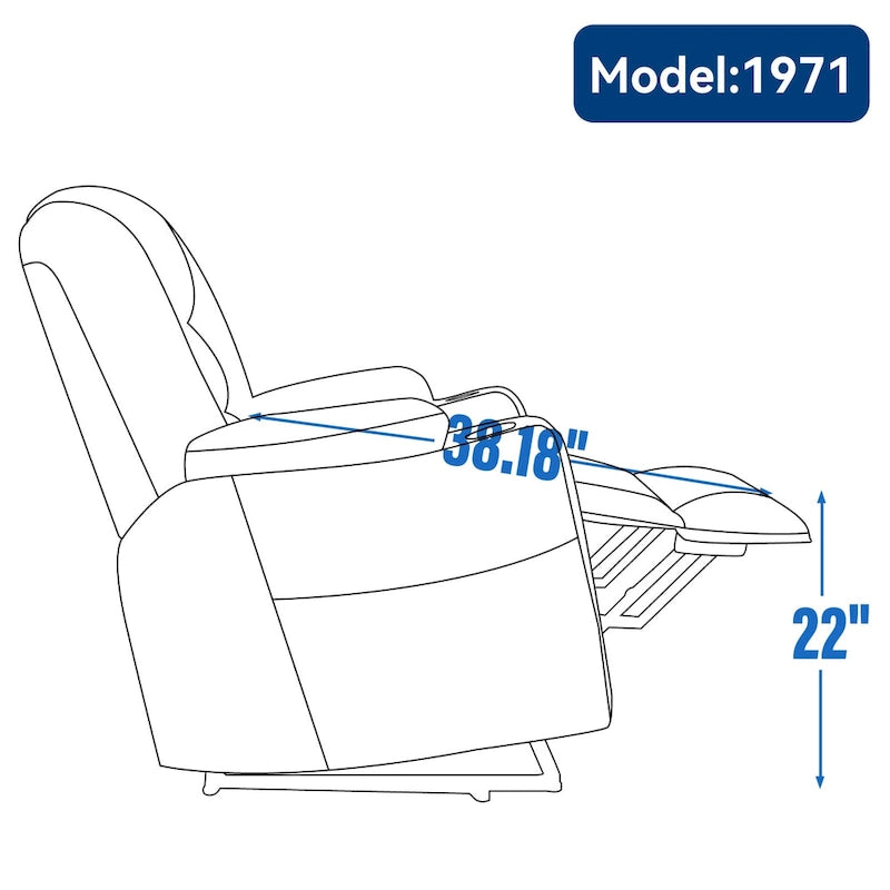 Grand fauteuil inclinable releveur électrique avec massage et chauffage pour personnes âgées, larges fauteuils inclinables, avec ports USB et Type C, 2 porte-gobelets