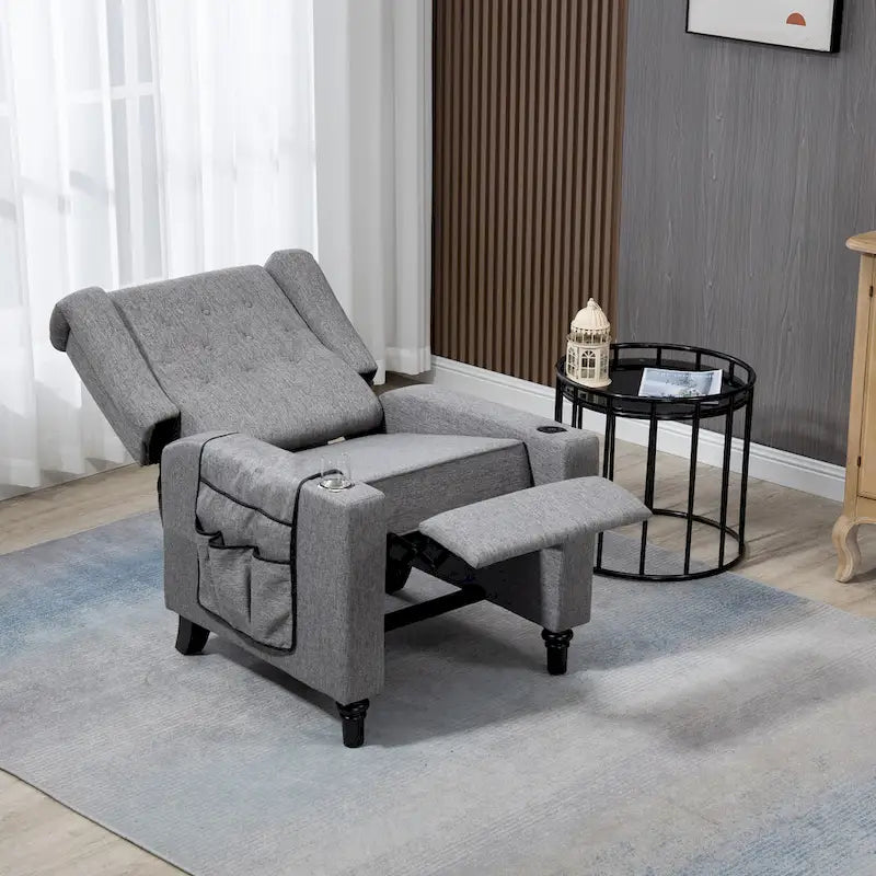 Fauteuil inclinable à pousser, fauteuil inclinable à oreilles capitonné, canapé simple manuel en tissu pour cinéma maison
