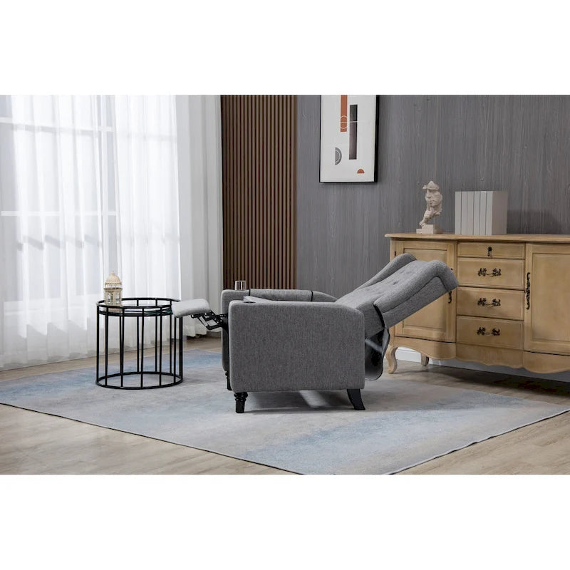 Fauteuil inclinable à pousser, fauteuil inclinable à oreilles capitonné, canapé simple manuel en tissu pour cinéma maison