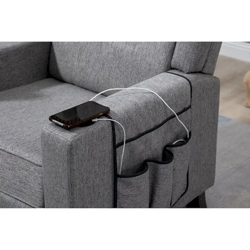 Fauteuil inclinable à pousser, fauteuil inclinable à oreilles capitonné, canapé simple manuel en tissu pour cinéma maison