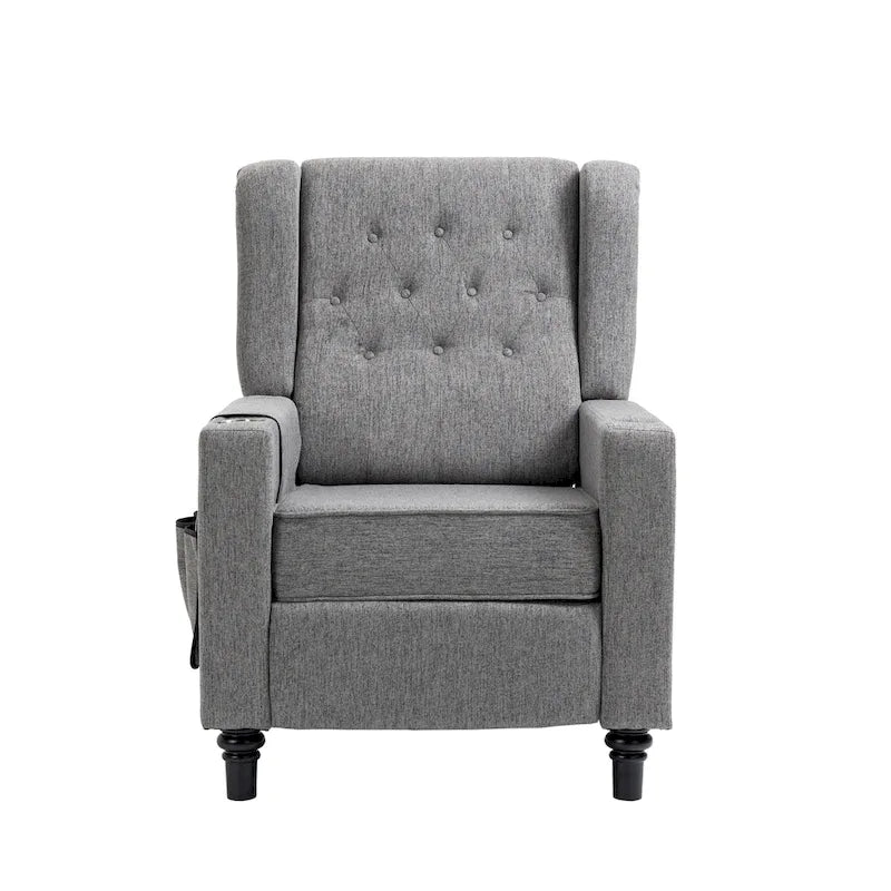 Fauteuil inclinable à pousser, fauteuil inclinable à oreilles capitonné, canapé simple manuel en tissu pour cinéma maison