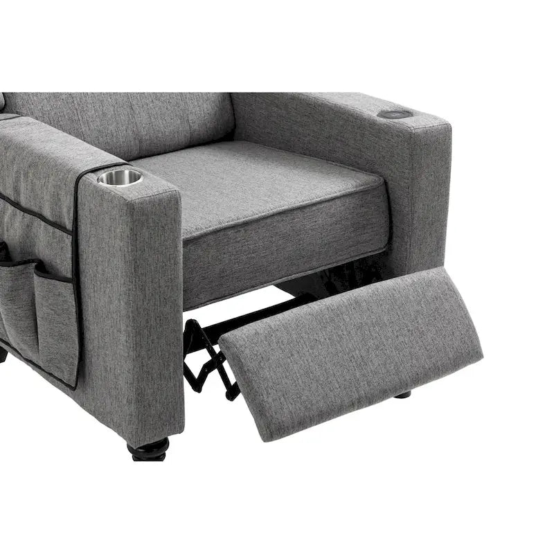Fauteuil inclinable à pousser, fauteuil inclinable à oreilles capitonné, canapé simple manuel en tissu pour cinéma maison