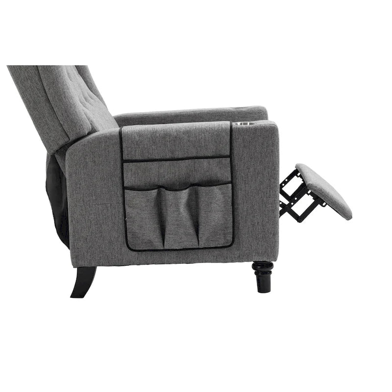 Fauteuil inclinable à pousser, fauteuil inclinable à oreilles capitonné, canapé simple manuel en tissu pour cinéma maison