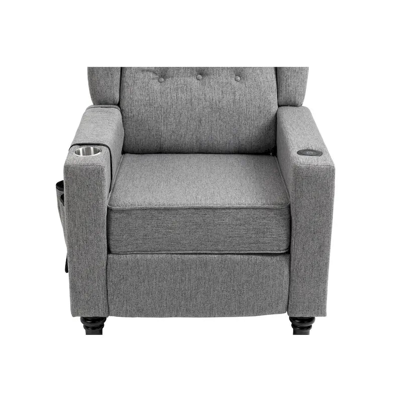 Fauteuil inclinable à pousser, fauteuil inclinable à oreilles capitonné, canapé simple manuel en tissu pour cinéma maison
