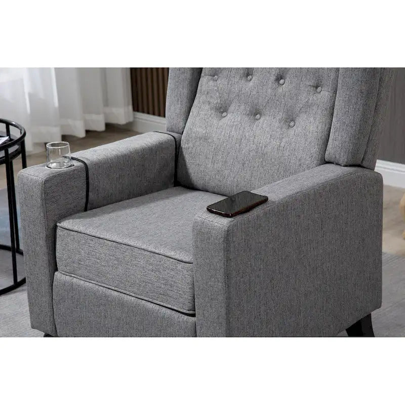 Fauteuil inclinable à pousser, fauteuil inclinable à oreilles capitonné, canapé simple manuel en tissu pour cinéma maison
