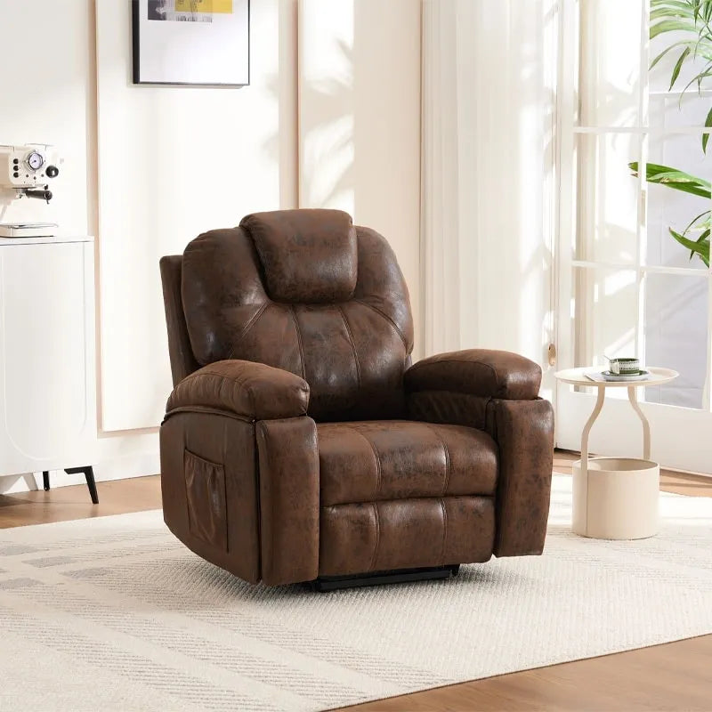 Fauteuil inclinable releveur avec massage et chaleur pour personnes âgées, larges fauteuils inclinables rembourrés, robuste, mécanisme d'inclinaison sécurisé