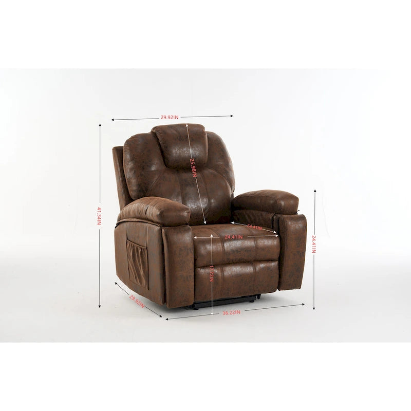 Fauteuil inclinable releveur avec massage et chaleur pour personnes âgées, larges fauteuils inclinables rembourrés, robuste, mécanisme d'inclinaison sécurisé