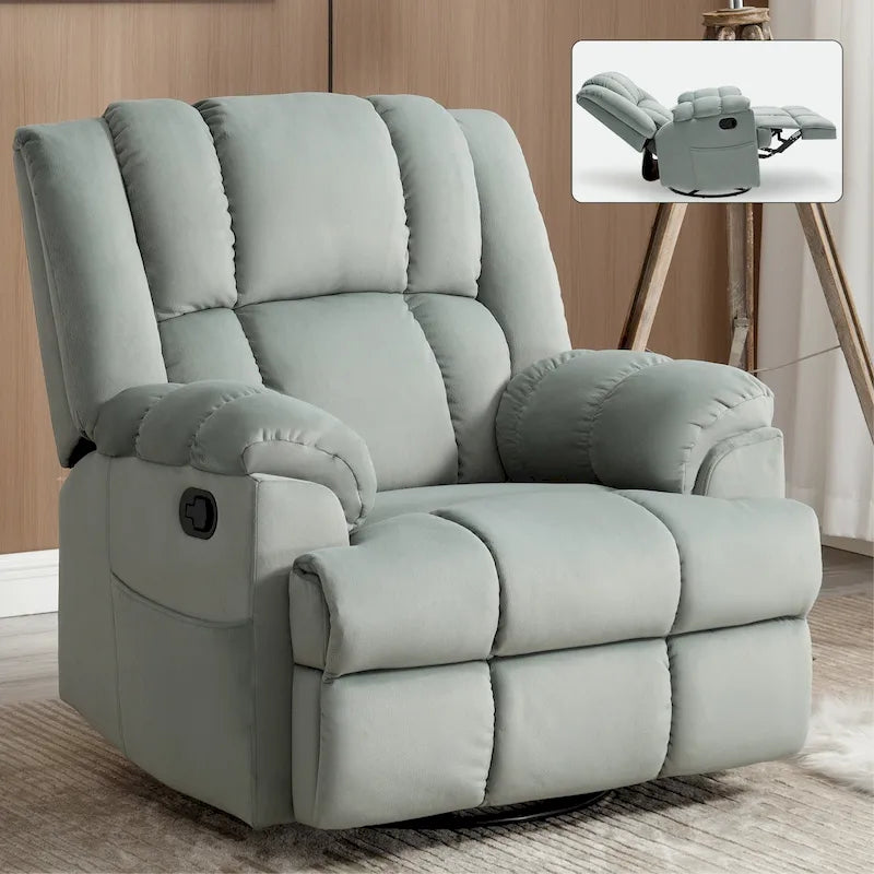 Fauteuil inclinable manuel en tissu avec fonction bascule et pivotante pour le salon