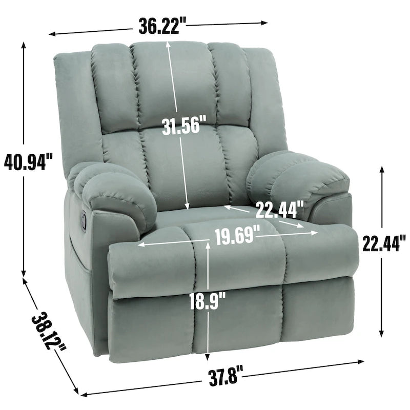 Fauteuil inclinable manuel en tissu avec fonction bascule et pivotante pour le salon