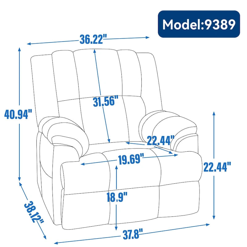 Fauteuil inclinable manuel en tissu avec fonction bascule et pivotante pour le salon