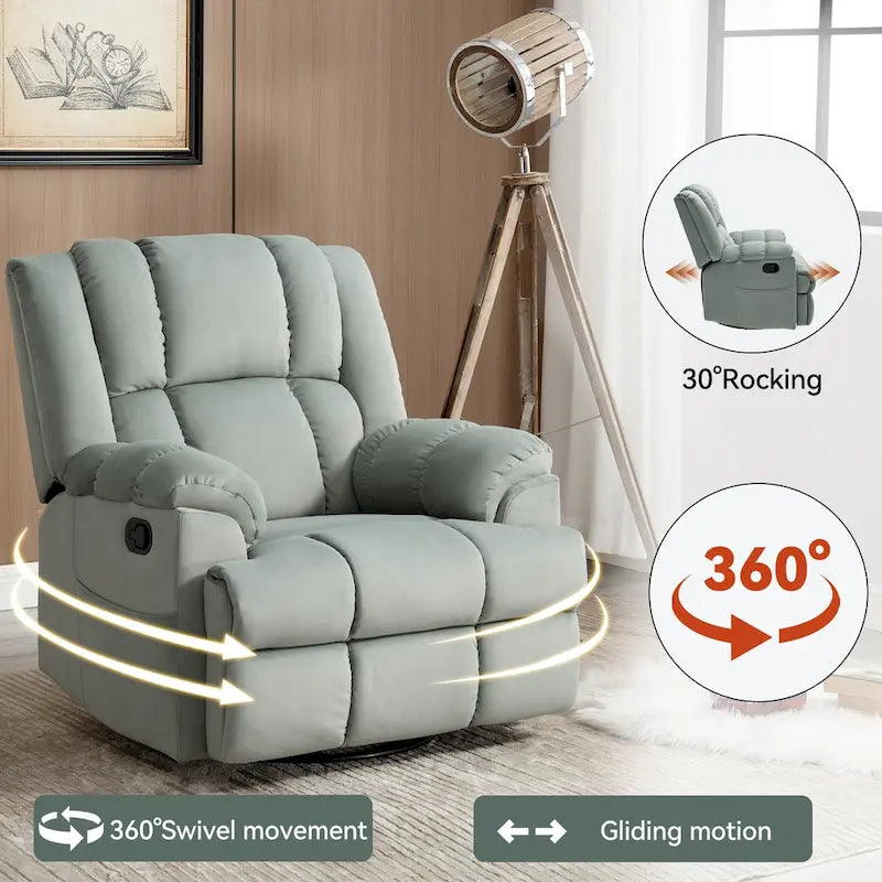 Fauteuil inclinable manuel en tissu avec fonction bascule et pivotante pour le salon