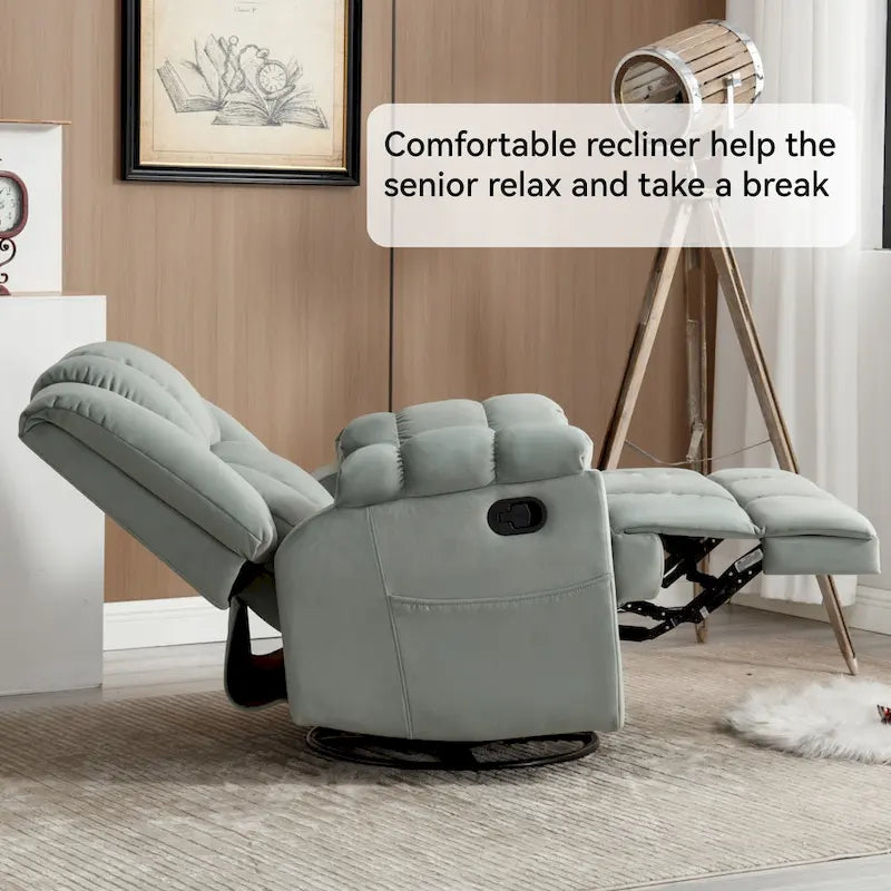 Fauteuil inclinable manuel en tissu avec fonction bascule et pivotante pour le salon