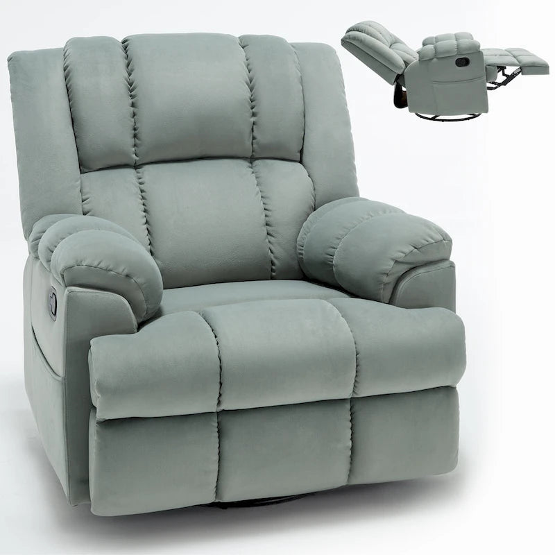 Fauteuil inclinable manuel en tissu avec fonction bascule et pivotante pour le salon