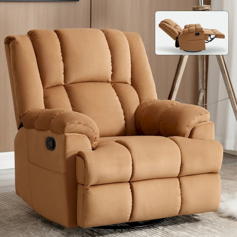 Fauteuil inclinable manuel en tissu avec fonction bascule et pivotante pour le salon